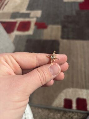 Gold Starburst Ring with Central Crystal - Women's Jewelry